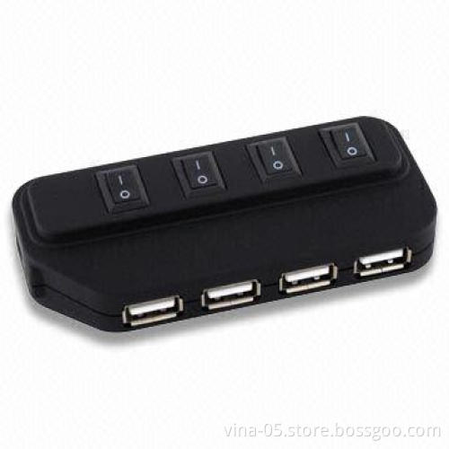 4-port USB2.0 Hub with On/Off Button, Supports Microsoft's Windows 7, Vista 75, and More